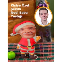 Kişiye Özel Noel Baba Yılbaşı Tasarımlı Şekilli Yastık Çok Renkli