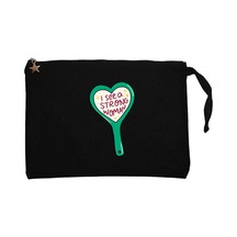 I See A Strong Woman Siyah Clutch Astarlı Cüzdan / El Çantası