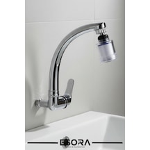 Kireç Önleyici Pamuk Başlıklı Kuğu Borulu Duvardan Tek Su Mutfak - Banyo Ve Lavabo Bataryası Krom