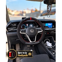 Vw Multivan T7 Dikme Direksiyon Kılıfı Alcantara Süet Mat Karbon Kırmızı Yüzük Ve Dikiş 2021-2026
