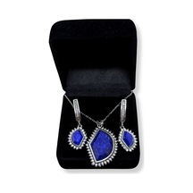 Oya Silver Işıltılı Lapis Lazuli Gümüş Set&takım