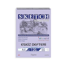 Zigana A4 Spiralli Eskiz Defteri 50 Yaprak, 120 Gr Çizim Bloknotu, Sanat Defteri