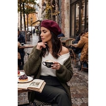 Ritagarcia Vintage Tarz Kadın Fransız Keçe Ressam Bere Bordo