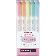 Zebra Mildliner Çift Taraflı Işaretleme Kalemi 5'li Set Pastel Re