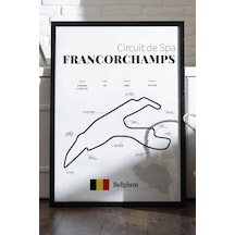 Francorchamps Formula 1 Siyah Ahşap Çerçeveli Poster, Dekoratif Harita Duvar Tablosu