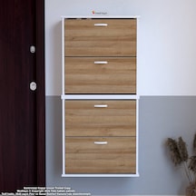 Modilayn Umay' 2 Li Asma Antre Hol 52 X 148 X 25, 5 Cm Lik 4 Düşer Kapak 8 Göz Bölmeli Ayakkabılık Beyaz - Meşe