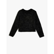 Koton Basic Triko Kazak Uzun Kollu Bisiklet Yaka Siyah 5wkg90053at Siyah