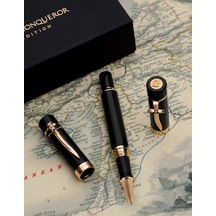 Genève Lüks Ve Ergonomik Dolma Kalem & Tükenmez Kalem Fatih Sultan Mehmed Özel Seri Alman M Uç, Altın Kaplama Evrensel Refill, Premium Hediye Kutulu Tükenmez Kalem