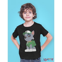 Bumeta Paw Petrol Rocky Karakter Characters Çocuk Tişört T-shirt Siyah