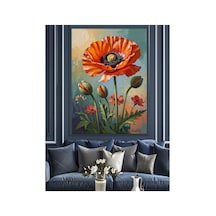 Kırmızı Gelincik Çiçeği Ve Buketi Yağlı Boya Dokulu Kanvas Tablo Canvas Tablosu
