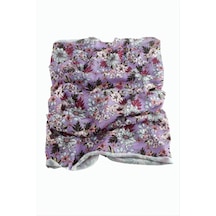 Çiçek Desenli Baff Boyunluk - Renk: Lila