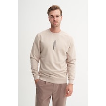 Cazador 54185 Erkek Bisiklet Yaka Sweatshirt Bej