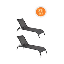Omnipazar Sy-2532 Brezza Fileli Alüminyum Lüks Şezlong Antrasit 2'li Set Antrasit