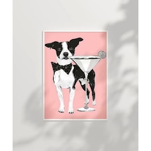 Çerçevesiz Poster Şık Köpek Ve Martini