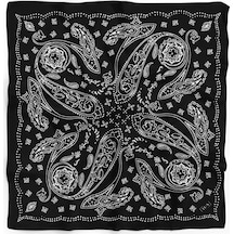 Efsun Desen 60x60 Cm Viskon Modal Erkek Bandana/fular Siyah
