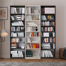 Asra Trend %100 MDFLAM Koyu Gri & Beyaz Kitaplık K-28