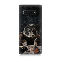 Samsung Galaxy S10 Uyumlu Yıldızlı Bir Gece Ve Ay Desenli Silikon Kılıf