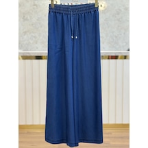 Sentez Sz-5648-m Mavi Renk Mie Tensel Geniş Paça Pantolon 2