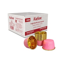 Kafem Muffin Kek Kapsülü Pembe-altın 25li X 60 Paket Koli - K24 Pembe + Altın