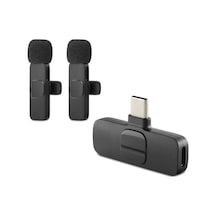 Kablosuz Çift Mikrofon Type-c Siyah Hdx2788