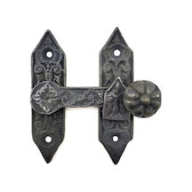 Antika Tarz Dekoratif Pirinç Kapı, Pencere Mandalı - 86x72 Mm, Oksit