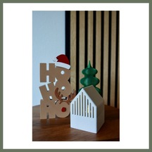 Bezos 3d Baskı Ho Ho Ho Yazılı Noel Baba Şapkalı Ren Geyikli Dekoratif Yılbaşı Kelime Süsü Bezos1 Standart