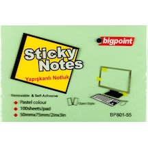 Bigpoint Yapışkanlı Not Kağıdı 75x50mm Yeşil X 12 Adet