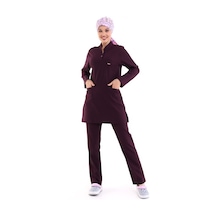 Soft Likralı Tesettür Forma Takım İki Çıtçıt - 6409 Mürdüm Soft-5763-6409 Mürdüm Soft