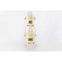 2 Katlı Ekonomik Boy Metal Stand Patates Soğan Kovası Krem 1041