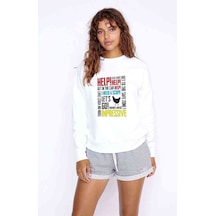 Pubg Karısık Baskılı Beyaz Kadın Sweatshirt