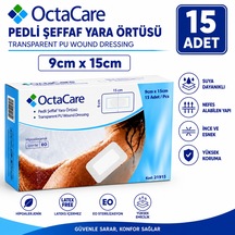 Octacare Su Geçirmez Pedli Şeffaf Pu Film Steril Yara Örtüsü 9cm 15cm 15 Adet