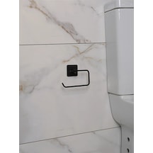 Kare Yapışkanlı Açık Tuvalet Kağıtlık Askısı Wc Kağıtlık Siyah