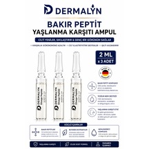 Dermalyn 3 Adet Bakır Peptit Yaşlanma Karşıtı Sıkılaştırıcı Kolajen Destekleyici Ampul Serum Dermaroller