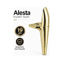 Alesta 19 Cm Kulaklı Altın Kaplama Sert Plastik Sehpa Ayağı Mobilya Kanepe Koltuk Ayağı Ayak 6395751