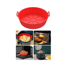 16 Cm Silikonu Yuvarlak Air Fray Pişirme Kabı Airfryer Hava Fritözü Kabı Silikon Kahverengi Diğer