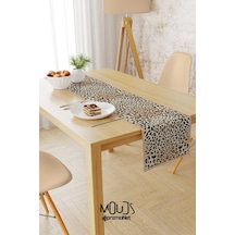 Leopar Desenli Runner Masa Örtüsü Dertsiz Süet Dokulu Kumaş