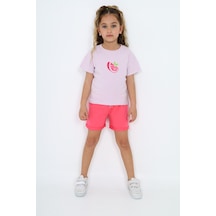Toontoy Kids Toontoy Kız Çocuk Baskılı Şortlu Takım Açık Lila