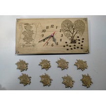 Hafızlık Temalı 3+3 Mdf Kişiye Özel İsim Yazılı Duvar Saati Ve Ahşap - Bej