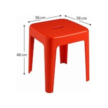 Kırmızı, Plastik Model Sağlam Tabure 36x36x46cm Açık Ceviz