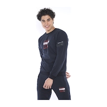 Erkek Spor Slimfit Lacivert Sweatshirt Takım Lacivert