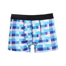 İbrahim Burak Etiler Collection Moda Çizgi Erkek Penye Likralı Desenli Boxer 40115 Mavi