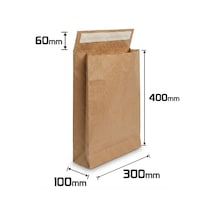 Kraft Zarf Çanta 30x10x40+6 - 25 Adet Yapışkanlı Hediye Paketi