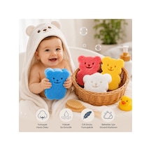 Bebek Ayıcık Figürlü Bebek Banyo Süngeri 4'lü Renkli Yumuşak Banyo Lifi