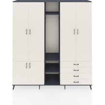 Hyperion Dolap 14 Raflı 4 Çekmeceli Tek Askılı 220x44x243 Antrasit-aytaşı/aytaşı Aytası/aytası