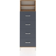 Arges Dolap 2 Raflı 4 Çekmeceli 60x30x182 Çam-antrasit Atlas Çam