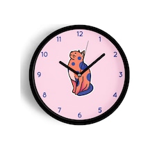 Sevimli Kedi Çocuk Odası Modern Duvar Saati - 30cm - Önü Camlı Siyah Kasa - Sessiz Mekanizma-jh0257 Siyah