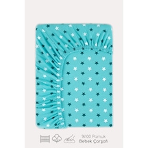 %100 Pamuk Lastikli Bebek Çarşafı 60x120cm Turkuaz - 933481723