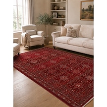 Eko Halı Pietra Pta 21 Red Sıcak Renk Tonlarını Etnik Desenlerle Buluşturan Yumuşak Tuşeli Salon Halısı Oturma Odası Halısı Mutfak Halısı Modern Makine Halısı Kırmızı - Kırmızı