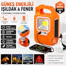 Işıldak Solar Fener Güneş Enerjili Ve Usb Şarj Lamba Kamp Güç Kaynağı Turuncu