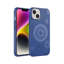 Zore İphone 14 Plus Uyumlu Ogaa Wireless Şarj Özellikli Desenli Hot Kılıf-lacivert